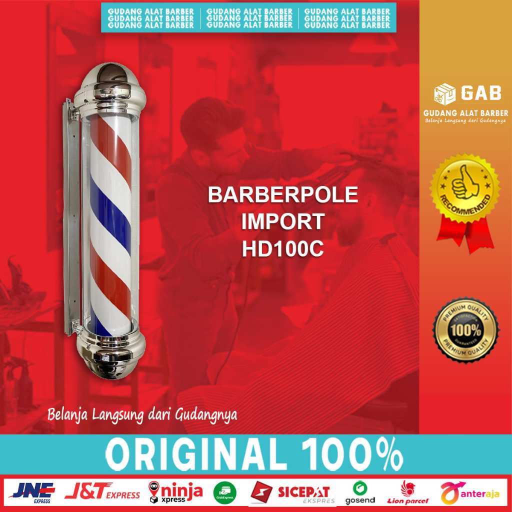 Lampu Barberpole Tinggi 100 Lampu Pangkas Rambut Barbershop Sign HD 100 C