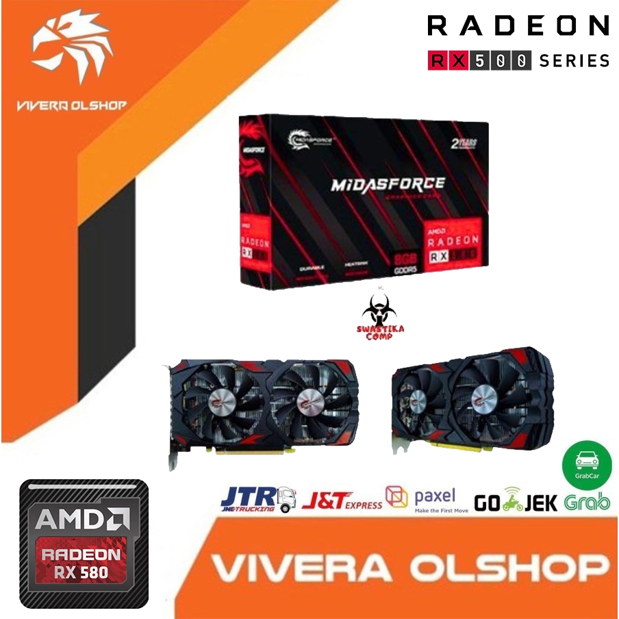 VGA RX580 8GB 256BIT- RX 580 8GB - VGA Midasforce AMD RX580 DDR5 256bit 8GB Garansi 2 Tahun