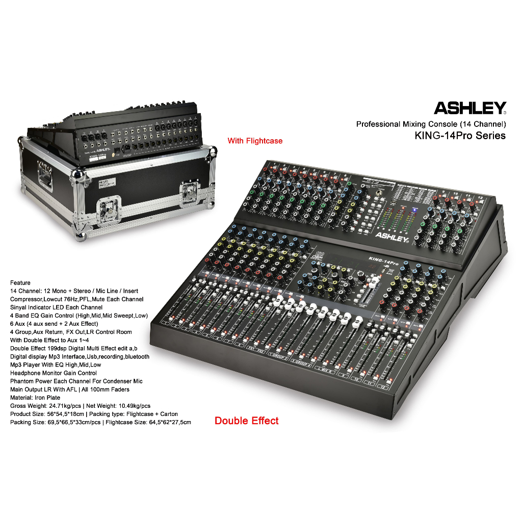 Mixer Ashley KING14PRO KING 14 PRO KING14PRO 14CH SERIES Free Hardcase Original