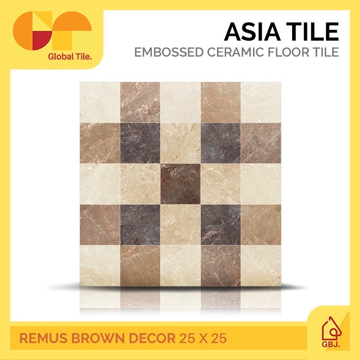 KERAMIK ASIA TILE 25 X 25 REMUS BROWN DECOR / KERAMIK LANTAI KAMAR MANDI TERAS HIAS KASAR
