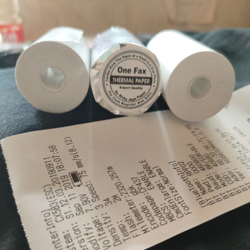 

Thermal Paper Roll 58mm X 30mm cocok untuk semua mesin printer bluetooth 58mm