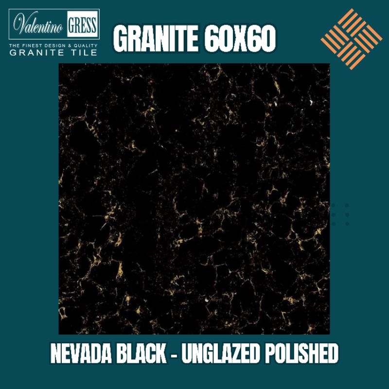 GRANITE 60X60 NEVADA BLACK | UNGLAZED POLISHED | VALENTINO GRESS