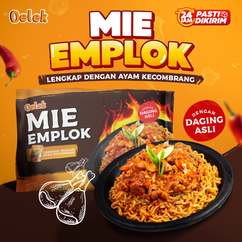 

Oelek Mie Emplok Goreng Lauk Ayam Kecombrang / Pedas Spicy Instan