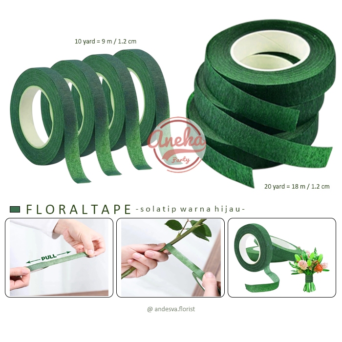 

Floral Tape Hijau / Solatip batang Daun bunga / Isolasi lem Tangkai Bunga / tape flower tankai bunga