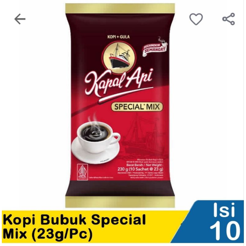 

Kapal Api kopi bubuk spesial Mix isi 10 PC x 23 g