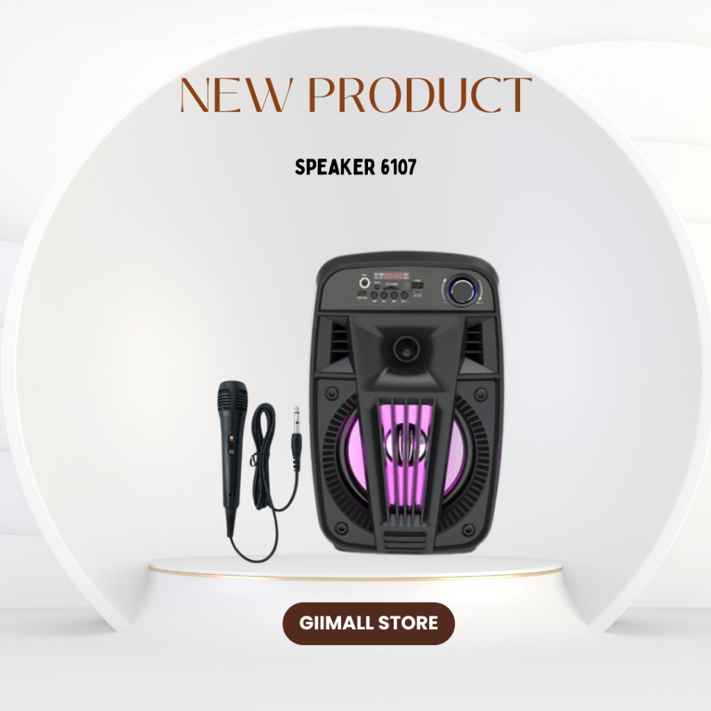 MKC KIMISO Speaker Bluetooth Bass Besar Speaker Bluetooth 6107 Portable Ukuran 6.5 Inch Free Mic