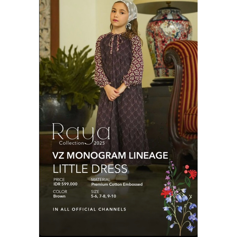 Preloved Vz vivi Zubedi Kids Raya Series Monogram Size 7-8