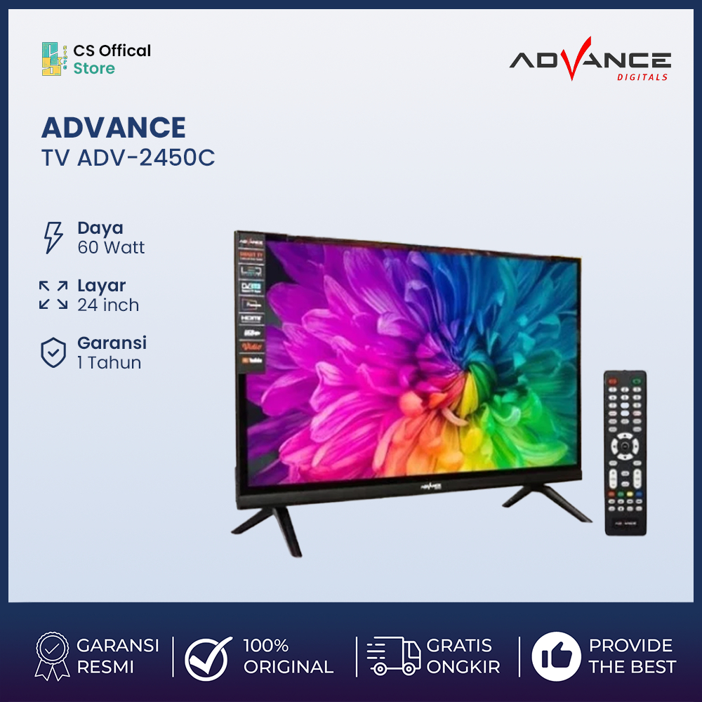 Advance TV ADV-2450C Televisi Digital 24 Inch HD Support Antena Digital DV3/T2 Garansi 3 Tahun