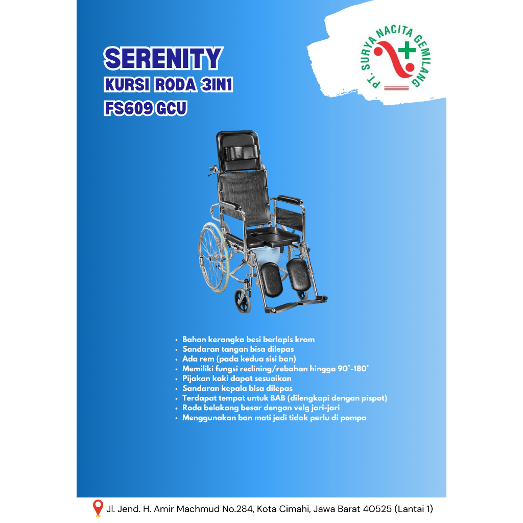 Kursi Roda 3in1 Multifungsi Serenity FS609 GCU