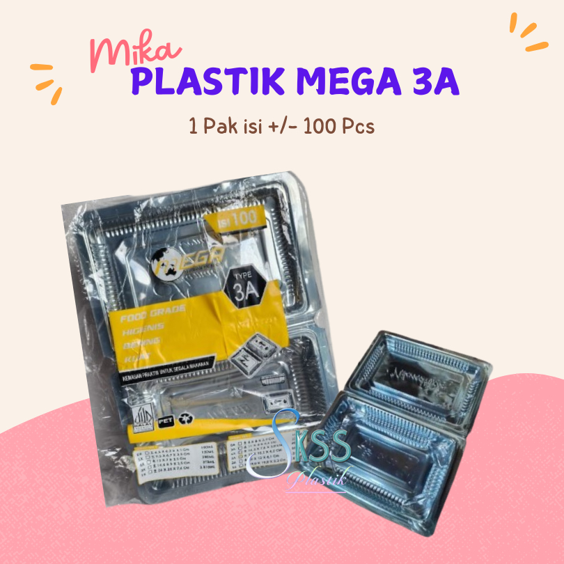 Mika Mega 3A l Mika Plastik Kemasan Kue Makanan Isi 100 Pcs l Mika Bolu Nasi