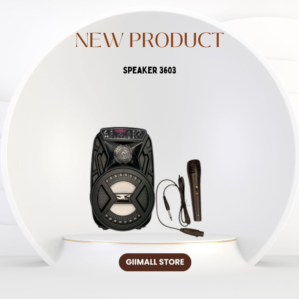 MKC KIMISO Speaker Bluetooth Karaoke Besar Super Bass Speaker Bluetooth 3603 Portable 6.5 Inch
