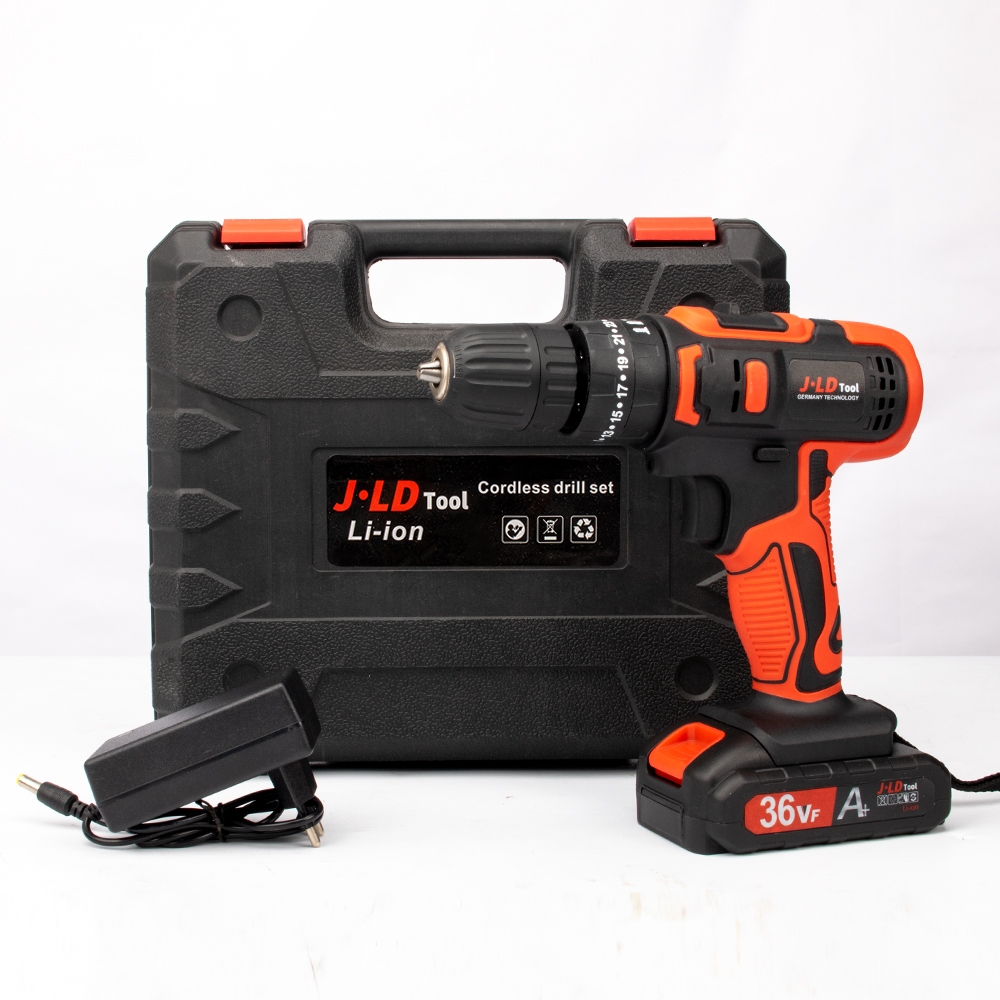 Mesin bor 2baterai cas 10mm bor listrik murah bor tangan baterai besi tembok Beton kayu - Cordless D