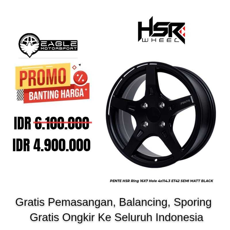 Promo Velg Mobil Ring16 HSR PENTE Untuk Avanza Grand Livina Evalia dll r16