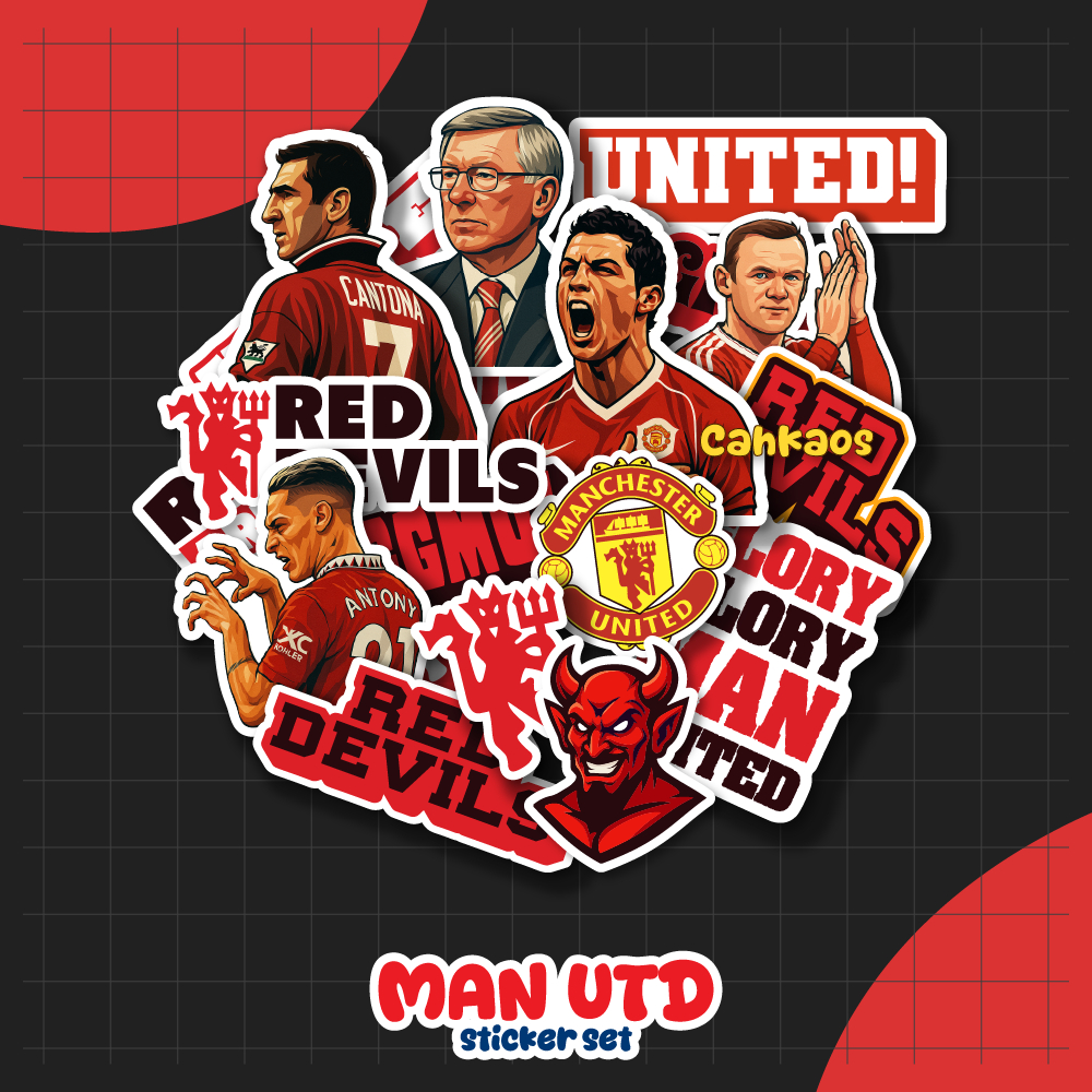 

Sticker Pack Manchester United MU Man Utd / Sticker Vinyl Die Cut / Stiker Helm Laptop