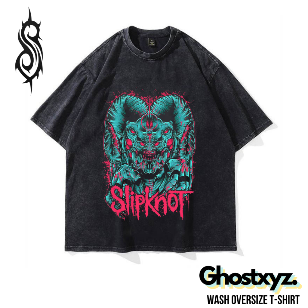 Ghostxyz T-Shirt Slipknot Wash Oversize Vintage Tee Baju Kaos