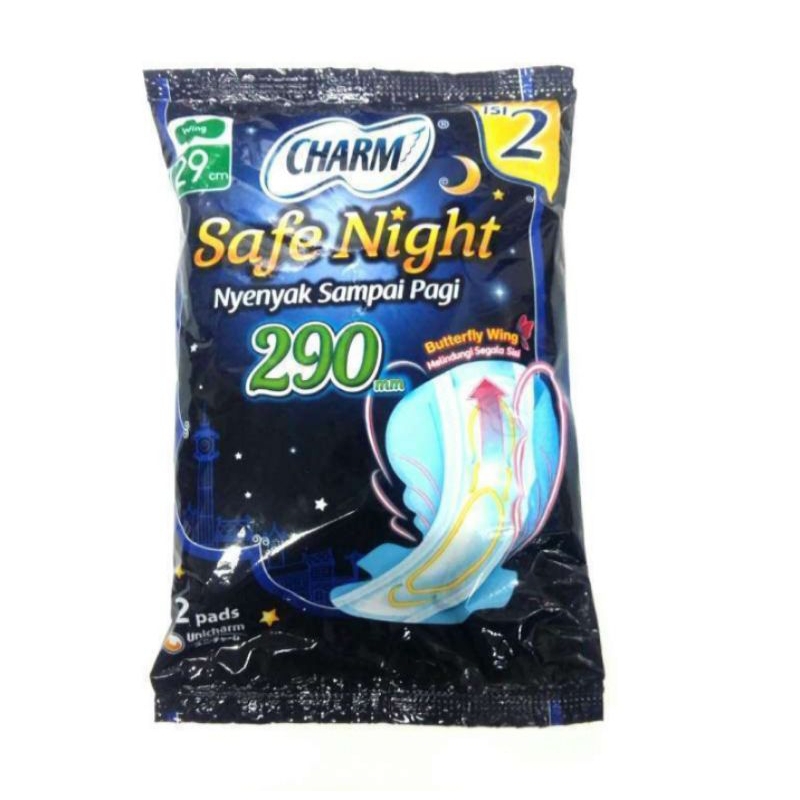 Charm Pembalut Safe Night 29cm Wing Sachet