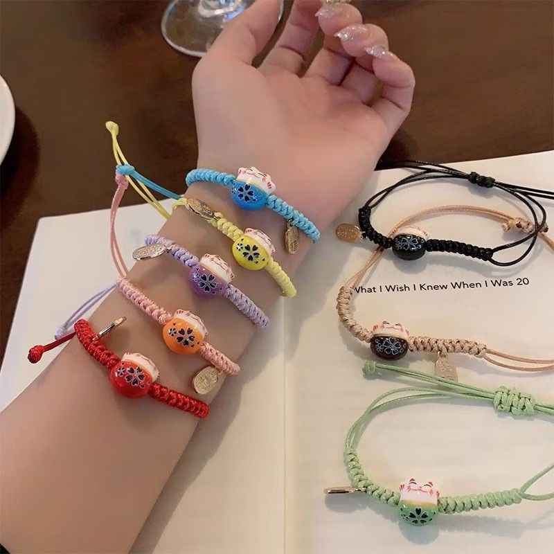 GELANG KOREA LUCKY CAT BELL LONCENG GELANG LUCKY CAT TASSEL BRACELLET GELANG LUCKYCAT JEPANG IMPORT
