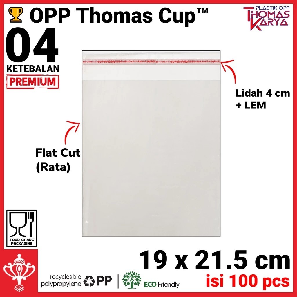 Plastik OPP 19x21,5 TEBAL | Isi 100 | Kantong Bening | Kemasan Roti Manis Bakery | Plastik Undangan 