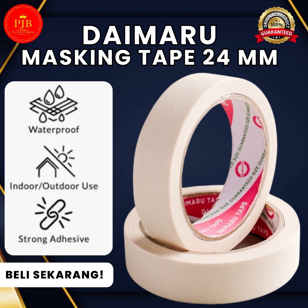 

Daimaru Masking Tape Lakban Kertas 1 Inch 24mm x 21m Isi 96 Pcs 100% Original / Asli / Authentic