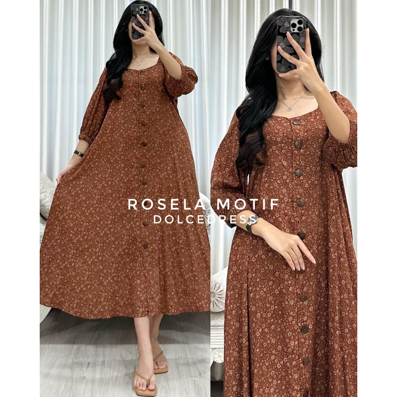 Daster Arab DOLCE ROSELA MOTIF Midi Dress Rayon