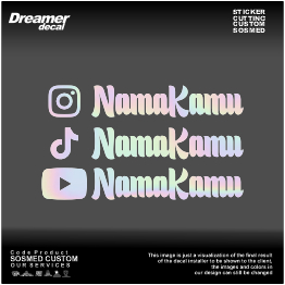 

STIKER HOLOGRAM CUSTOM BISA REQUEST!! Sticker Nama Sosmed Hologram