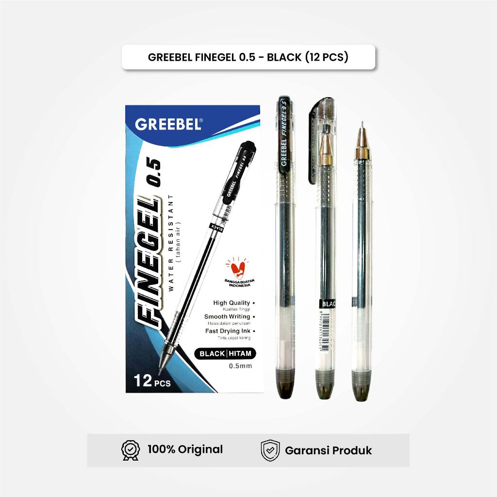 

GREEBEL Gel Pen Pulpen Pena Fine Gel 0.5 Hitam Pulpen Grosir Termurah