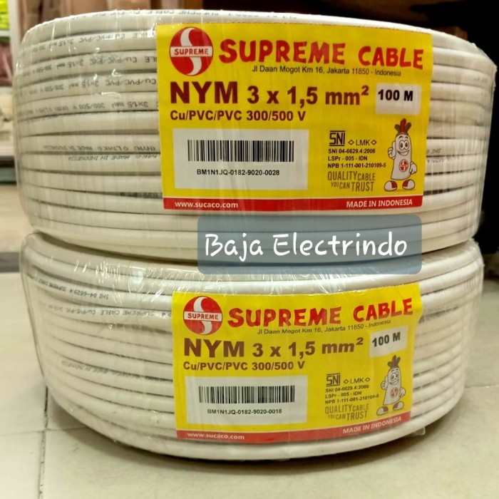 Kabel Listrik NYM 3x1,5mm SUPREME @ 50m / 100m NYM 3x1,5 3x1.5 mm NYM 3x1.5mm SUPREME