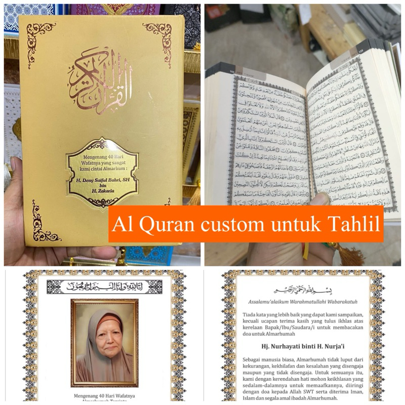 AL QURAN CUSTOM NAMA ALMARHUM/Almarhumah TAHLIL HAUL 40 100 1000 hari