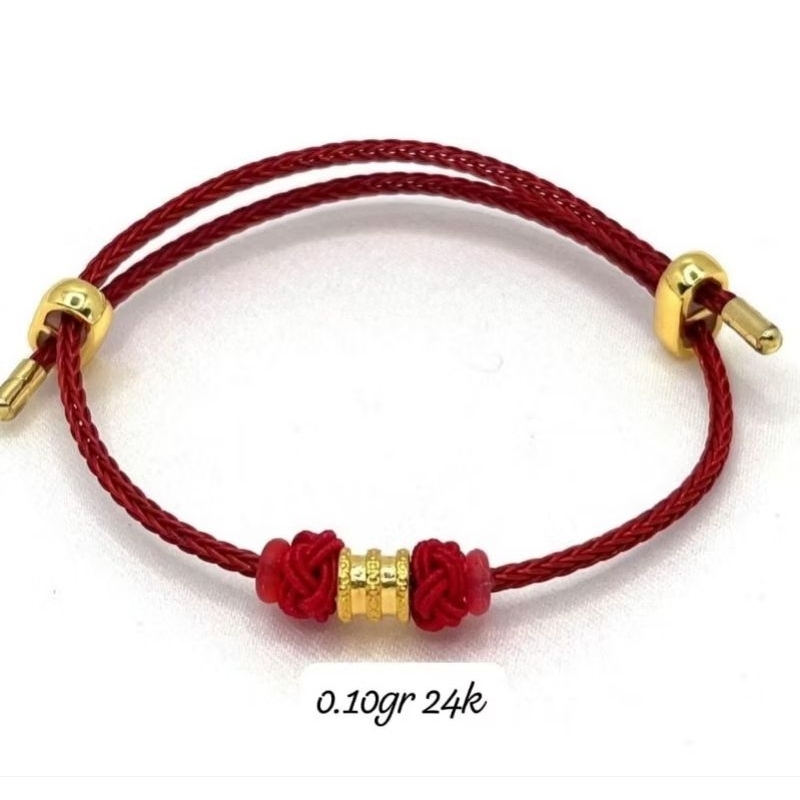 Gelang Emas Asli Tabung Mini 24HK Tali Pandora