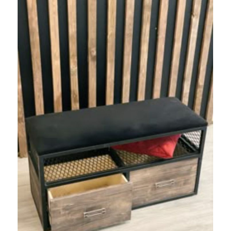 RAK SEPATU INDUSTRIAL KAYU RAK SEPATU DOUBLE FUNGSI KURSI BENCH SOFA