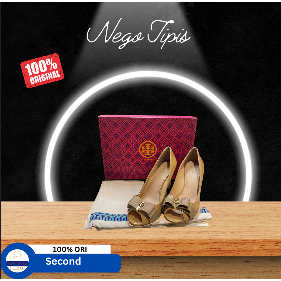 Tory Burch Open Toe Wedge – Trudy 85mm – Camellia Pink – Preloved Original SEPATU WEDGES