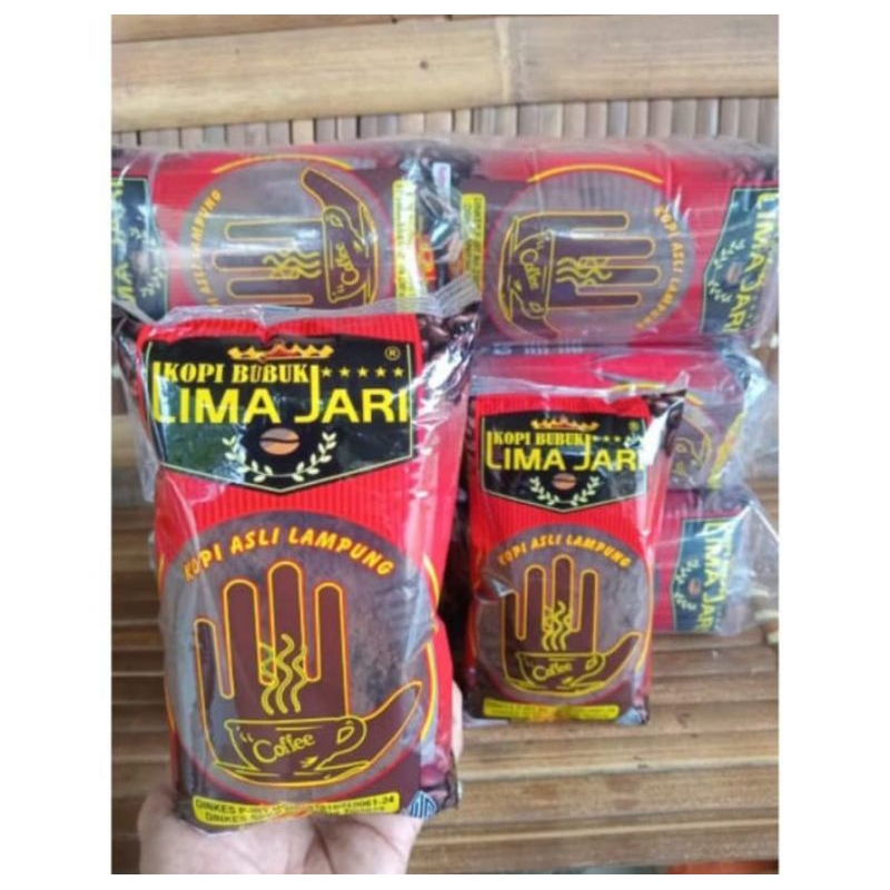 

(10 bungkus) Kopi Bubuk LIMA JARI, 200gr, Kopi Asli Lampung