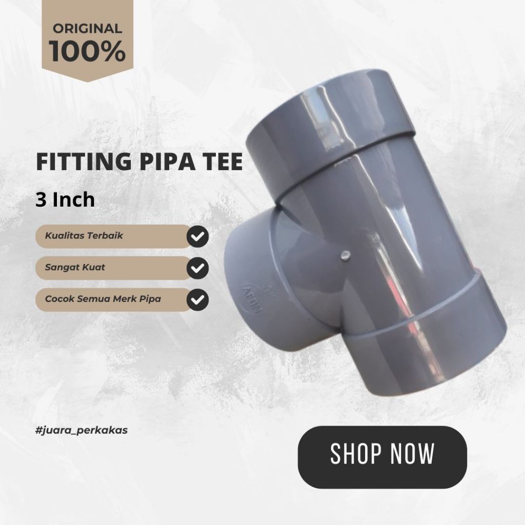 Fitting Tee Te T Pipa 3 Inch Sambungan Pipa PVC T Paralon Kuat & Awet 3" DV
