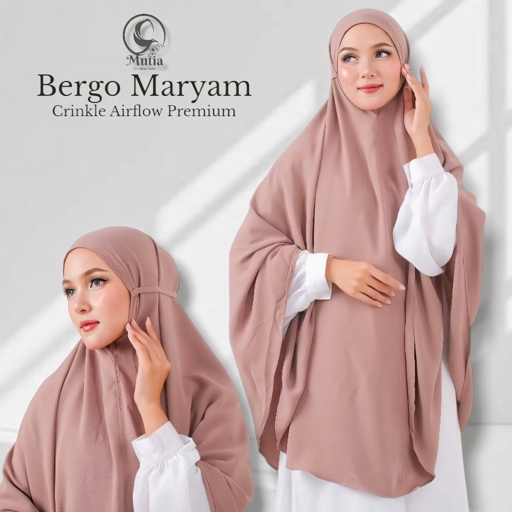 [READYYY] Hijab bergo jumbo crinkle airflow premium non pet ukuran XXXL/XL/Jilbab bergo jumbo