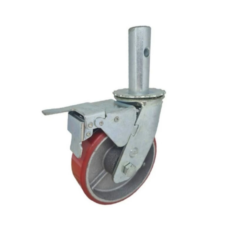 Roda Scaffolding / Steger Pu merah Besi cor 6" inch Heavy Duty
