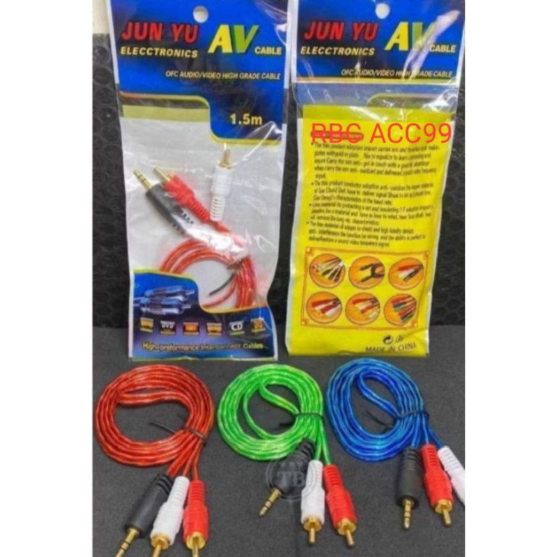 Kabel RCA AUX 2 in 1 kabel 1 Meter Jack audio 2 in 1 Original