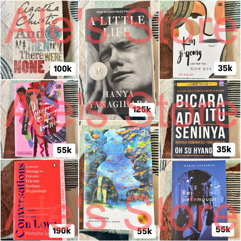 SALE preloved buku novel ind/eng a little life laut bercerita re: dan perempuan conv on love dll