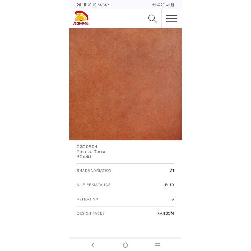 Roman Keramik 30x30 G330503 Faenza Savanna Lantai Merah Carport Teras/ Ubin Merah Coklat/ Ubin Terra