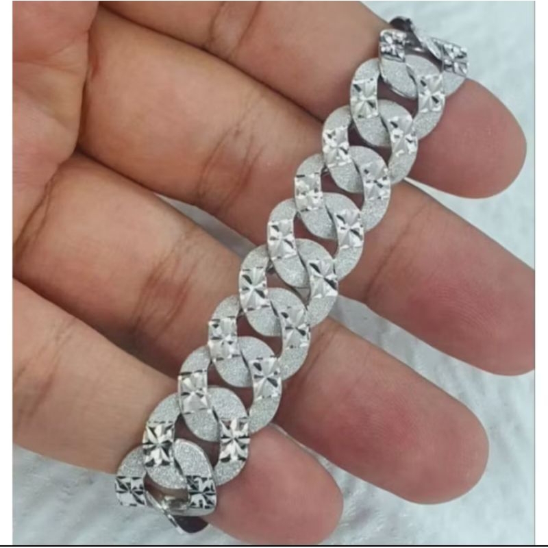 gelang titanium motif sisik naga silver