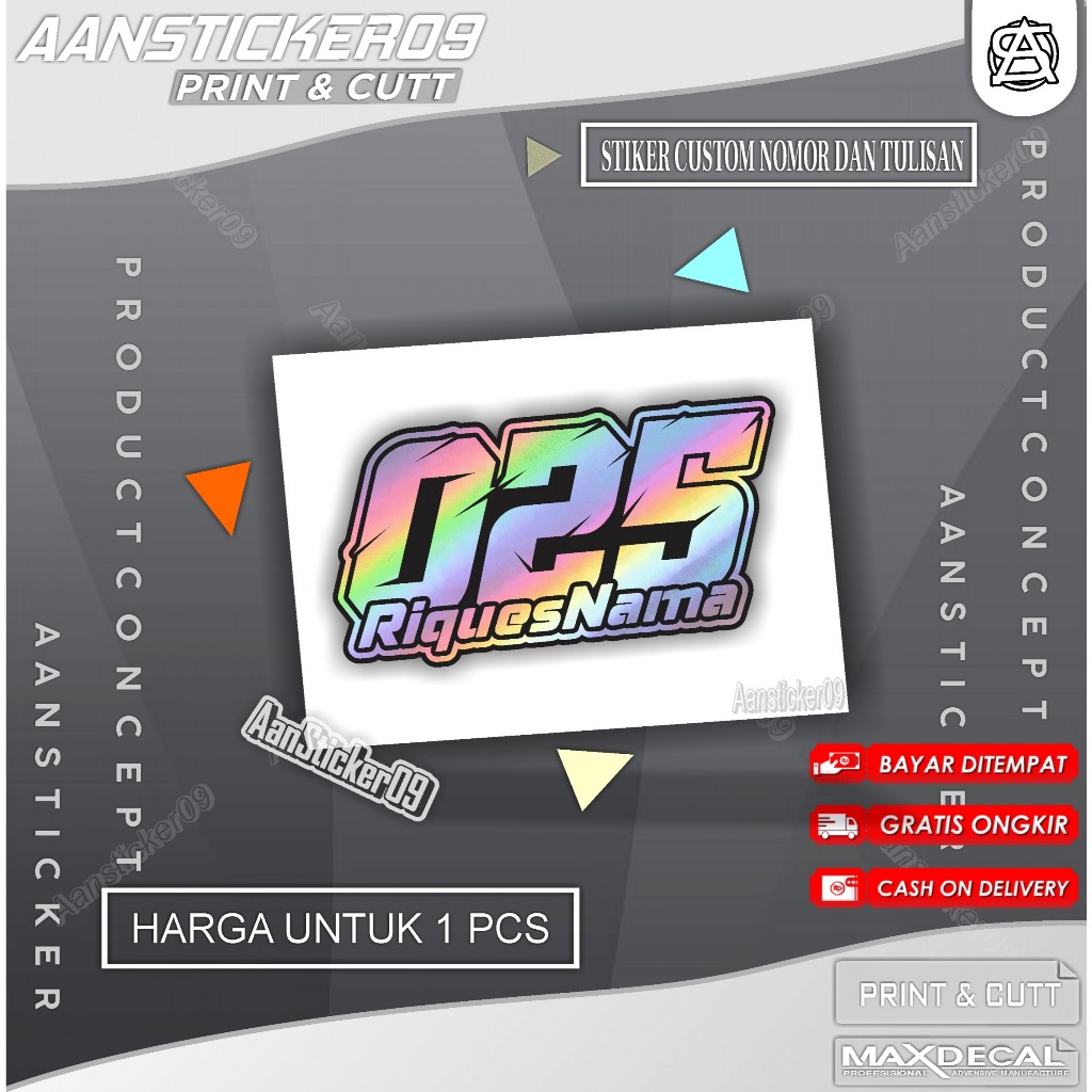 Stiker Custom Riques Nomor Dan Nama V2 Stiker Cutting Bahan Anti Air