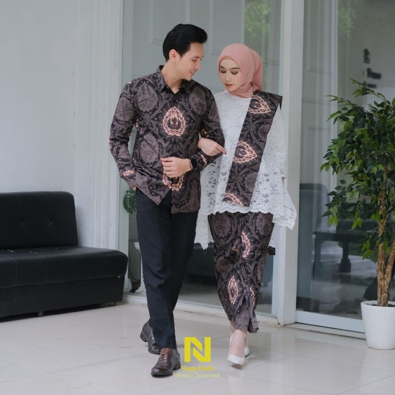 SET COUPLE Kemeja Batik Pria dan Rok Wiru Wanita Modern Motif bokor kencono kemeja batik pria rok wa