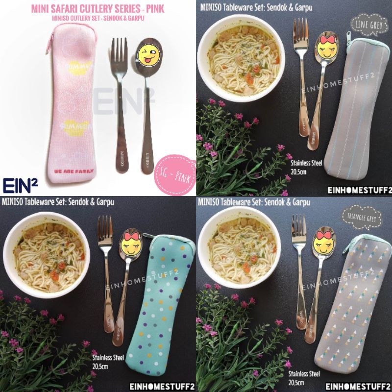 Miniso Cutlery Tableware Set : Sendok-Sumpit/ Sendok-Garpu Bekal Travel