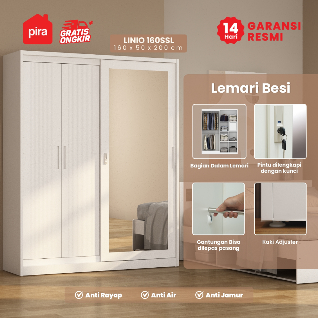 PIRA - LINIO 160 SSL MWDSL Lemari Pakaian Besi Sliding / Pintu Geser