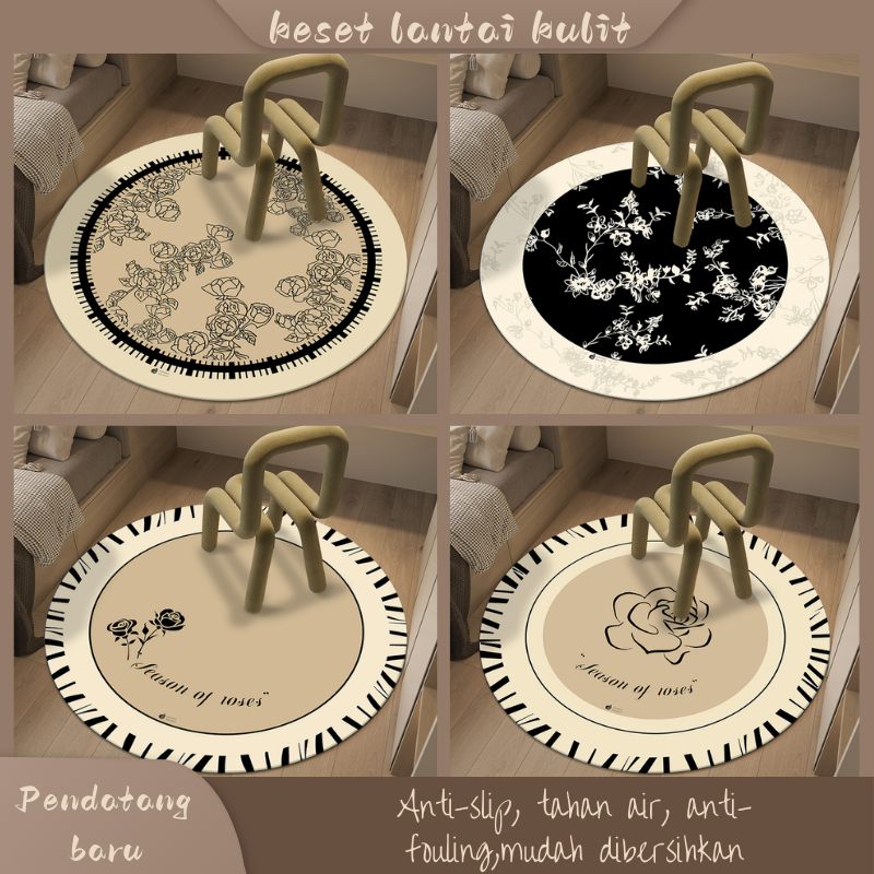 Tikar kaki kursi bundar modern/Tikar lantai kamar tidur bundar/Karpet bundar anti-selip/Bantal kursi