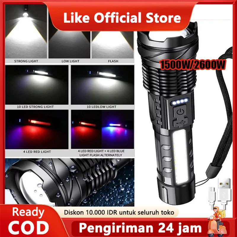 【✅ready stock】Senter Terbaik / zoom 7 mode cahaya senter/Senter Led Rechargeable /Senter led a76 jar