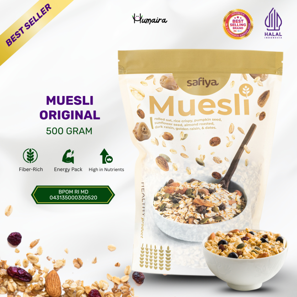 

Muesli Original 500 Gram Safiya Sereal Oatmeal Sarapan Pagi Granola Oat Utuh
