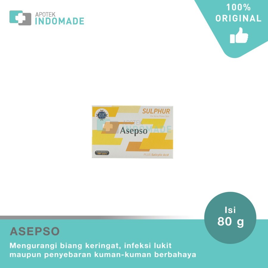 Sabun Asepso Kuning Sulphur - Batang 80 gr / Untuk Kulit Berjerawat atau Acne Skin