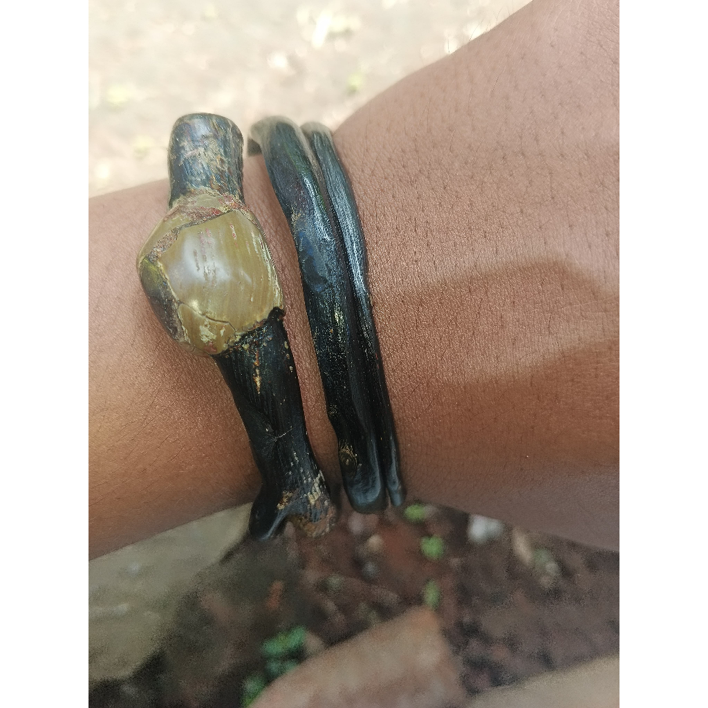 Gelang Akar Bahar Hitam Bonggol Combong Lilit 3