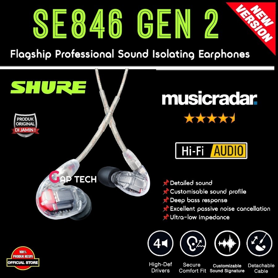 SHURE SE846 / SE 846 Gen 2 Gen2 Flagship Sound Isolation Earphones iem
