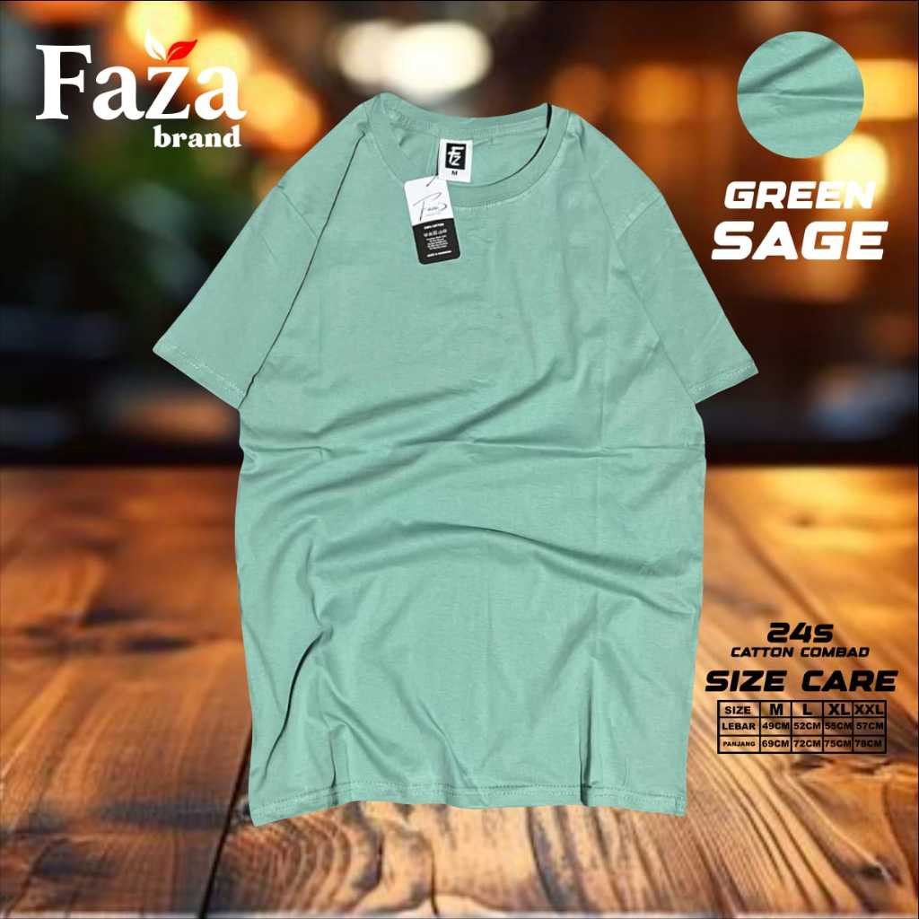 KAOS POLOS WARNA GREEN SAGE BAHAN COTTON COMBED 24S